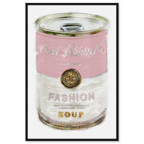 The Oliver Gal Artist Co. Fashion and Glam Wall Art Canvas Prints, 'Fashion Soup Pink', 20" x 30", Black Frame