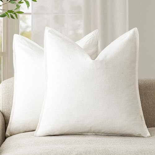 Foindtower Pack of 2, Decorative Linen Soild Throw Pillow Covers ...