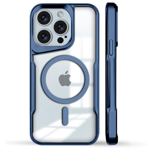 Image of KARWAN iPhone 15 Pro Back Case Cover Hybrid Acrylic Transparent Electroplated Shockproof Phone Case for iPhone 15 Pro (TPU | Titanium Blue