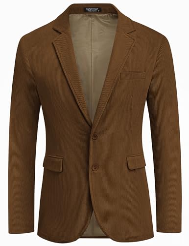 COOFADNY Men's Casual Corduroy Blazer Classic Fit Two Button Sport Coat Fashion Notch Lapel Blazer Jacket