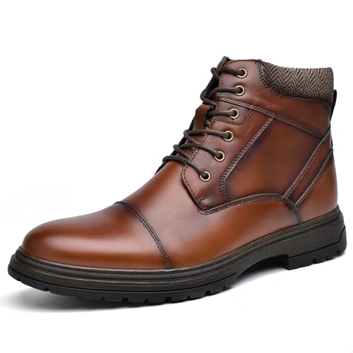 Mens Casual Chukka Dress Boots - High Top Comfortable Leather Oxford Ankle Boot Combat Motorcycle Winter Shoes for Men