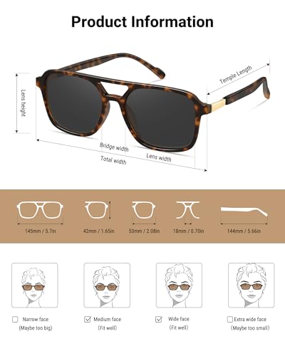 Image of GRFISIA Retro Aviator Sunglasses for Women Men Trendy Rectangle Womens Mens Sun Glasses Shades for Driving Vacation UV400