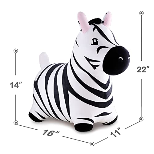 iPlay, iLearn Bouncy Pals Zebra Hopping Horse, Plush Inflatable Animal Hopper, Indoor n Outdoor Ride on Jumping Bounce Toys, Birthday Gift for 18 Months 2 3 4 5 Year Old Kids Toddlers Boys Girls - Image 8