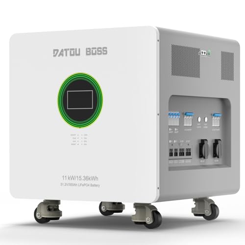 DATOUBOSS Hybrid UPS Uninterruptible Power Supply, 11kW Backup Power Supply 15.36kWh LiFePO4 Battery, 51.2V 300Ah, MPPT Solar Inverter 2×5500W Input, for Off-Grid and Grid-Tied Energy Storage Systems