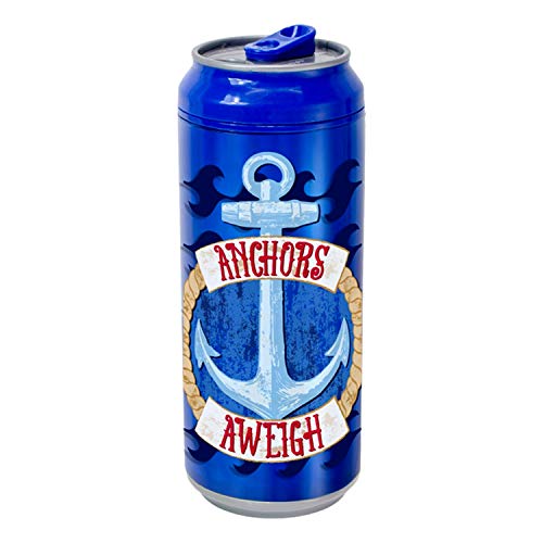 Coolgearcan (16 Oz, Blue Anchor) Plastic, Bpa Free, Double Wall, Twist Lid, Spill Proof #TOP17