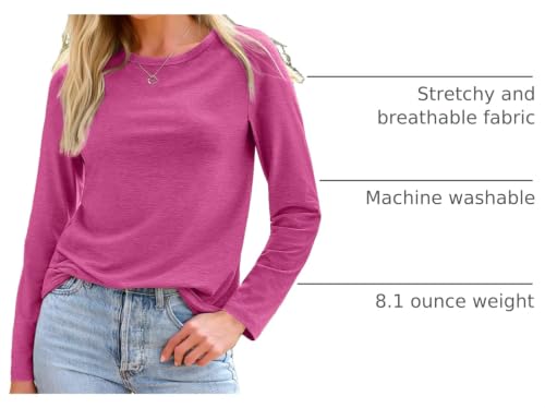 Image of AUTOMET Women's Long Sleeve Crewneck Shirts Casual Basic Tops