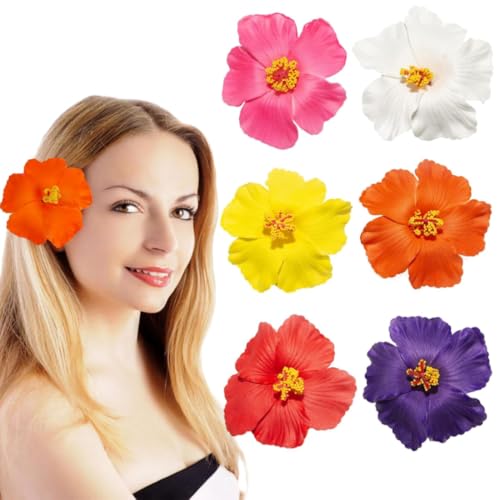 SIRLOMU 6 Piezas Clip de Flor Hawaiana, Clip de Flor Plumeria, Clip de Flor Elegante, Accesorios para el Cabello para Fiesta en la Playa y Boda