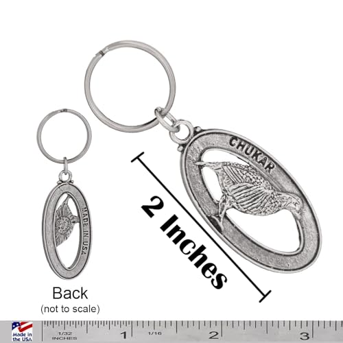 Chukar Keychain, Pewter, B035KC, 2 inches, 100% American Made, Chukkar Key Chain, Bird Keychain, Key Fob, Key Ring, Key Chain, Gift, Over 150 Bird designs2
