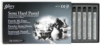 Mungyo Gallery Semi-Hard Pastels Cardboard Box Set of 12 - Charcoal Black