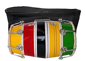 GT manufacturers Wooden Musical Instrument Baby Dholak Drum Nuts & Bolt With Cover Design11 (Multi Colour)
