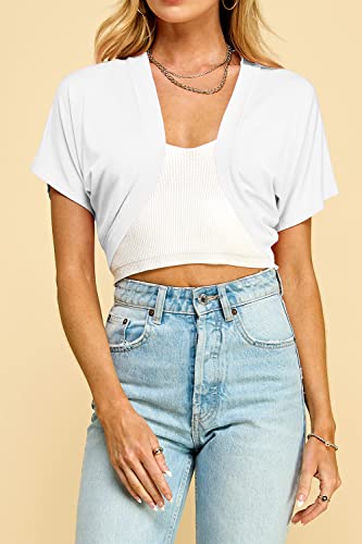Image of Lock and Love Women's Versatile Open Front Lightweight Short Sleeve Bolero Shrug