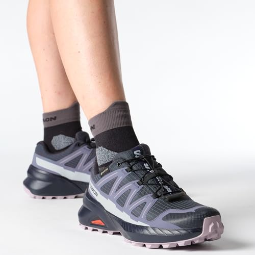 Salomon Salomon Women's Speedcross Peak Gore-Tex Trail Running Shoe, Waterproof All-Terrain Performance for Hiking & Long Trail Sessions - Blue Nights/Grisaille/Nirvana - 9 Medium