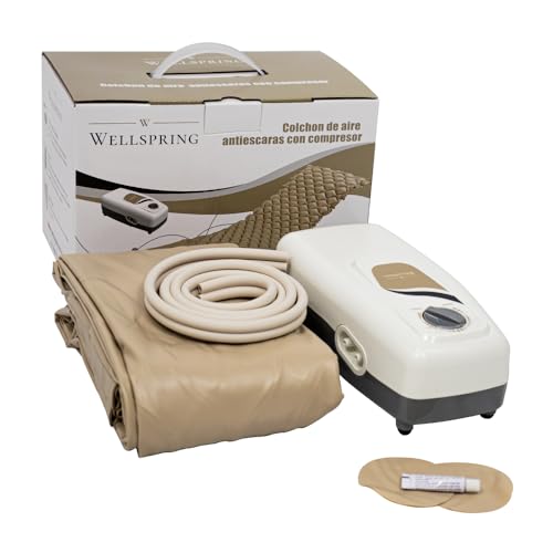 Listado de Colchon Presion Alterna Top 5. 43 WELLSPRING | Colchón Antiescaras de Presión Alterna con Compresor Premium, Confort Prolongado, Inflable y Fácil de Usar
