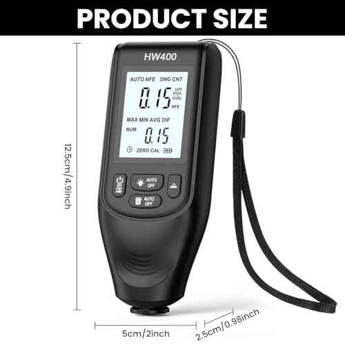 Image of STHIRADigital Car Paint Thickness Gauge for Fe & NFe Coating, Automotive Coating Thickness Meter Gauge 0~2000um Range, Auto Paint Meter, Paint Mil Thickness Meter, LCD Backlight, Battery Not Included