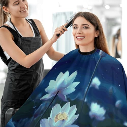 Capa para corte de cabello Night Lotus Flowers ajustable miniatura 5