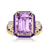 Ross-Simons 7.25 Carat Amethyst and .60 ct. t.w. White Topaz Ring in 18kt Gold Over Sterling. Size 9