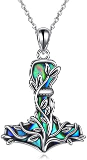CUPENDA Thor Hammer Necklace Sterling Silver Mjolnir Tree of Life Pendant Nordic Viking Jewellery Gifts for Women Men