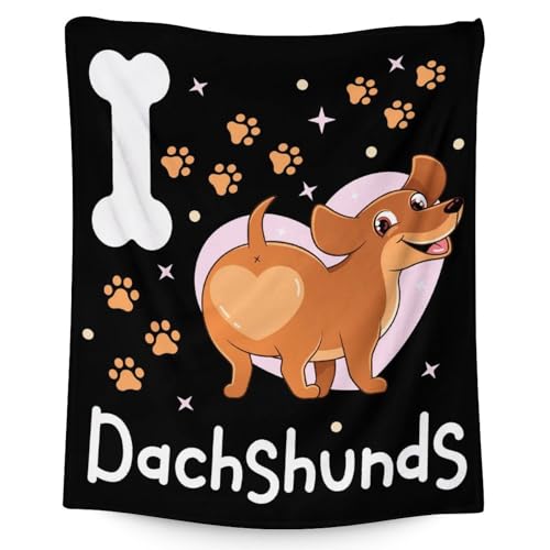 Dachshund Throw Blanket for Kids - 40x50 Inches Crib Size - Soft Fluffy Cozy Blankets Gift - Black Funny Blanket Throws for Travel, Office