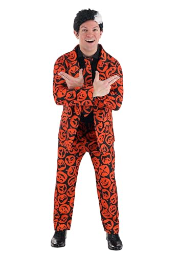 Fun Costumes Iconic SNL David S. Pumpkins Suit for Adults, Orange Pumpkin Blazer Costume, TV Character Cosplay Dress Up M