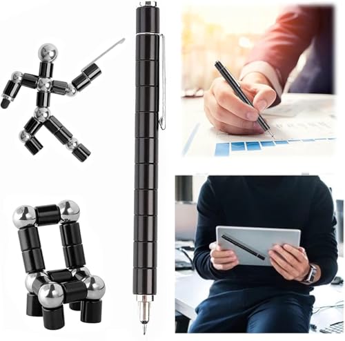 Image of GDNK Black Color Decompression Magnetic Metal Pen Toy Pen With Magnetic Rings And Steel Balls Multifunction Writing Magnet Toys Gifts For Kids (Black)