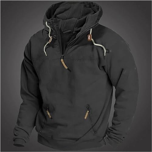 ZOCANIA Quarter Zip Hoodies Men Long Sleeve Tactical Sweatshirt Vintage Western Combat Military Pullover Henley Shirt2