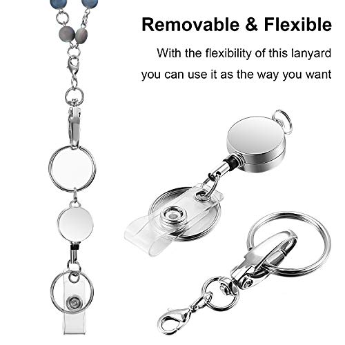 Retractable Lanyards For Id Badges And Keys Fashion Beaded Teacher Lanyard With Badge Holders And Reels For Women, Nurses, Office, School #TOP2