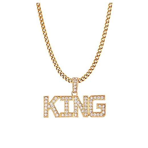 Liitata Hip Hop Collana d'oro KING Collana segno Rockstar Rapper Punk Catena d'oro Catena ciondolo KING anni '80 '90 Accessori per costumi da uomo Carnevale Mardi Gras Festa a tema