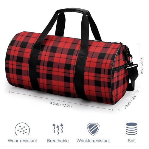 Buffalo Scottish Tartan Plaid Checkered Travel Duffel Bag Gym Bags Sports Tote Shoulder Weekender Handbag for Men Women2