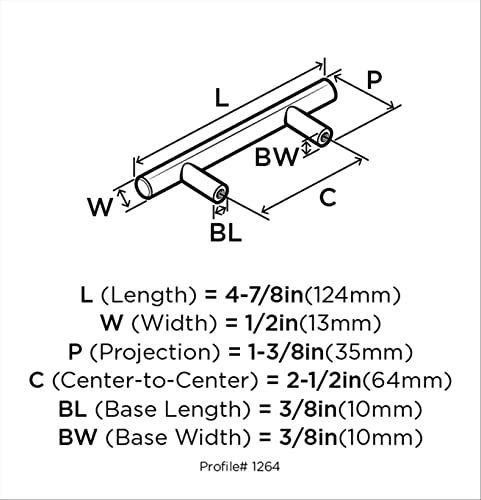 Image of Amerock 10 Pack 2-1 /2 inch Bar Pulls Oil-Rubbed Bronze Drawer Pull | 2-1 /2 inch (64mm) Center-to-Center Mounting Distance and 4-7 /8 inches Overall Length, Durable Carbon Steel Cabinet Hardware