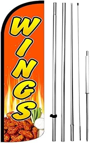 Generic4 Less Co WINGS Windless Swooper Flag Feather Banner Sign 15' Tall Pole Spike Kit rq-h