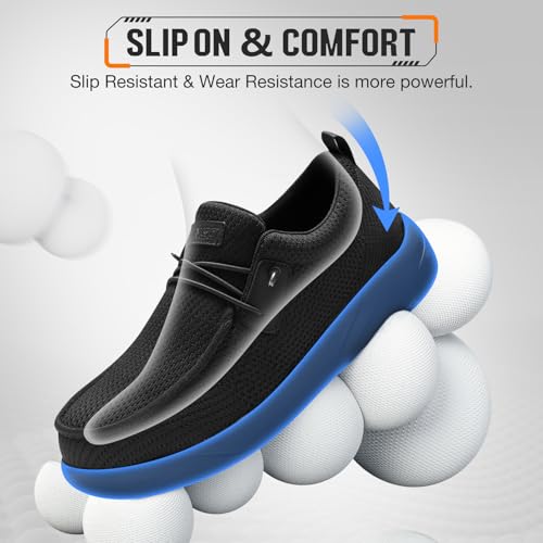 NINGO Steel Toe Shoes for Men, Women Work Shoes, Indestructible Slip on Safety Shoes, Comfortable Lightweight Steel Toe Sneakers Loafers, Oil & Slip Resistant Construction with EH Protection3