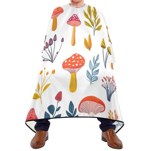 Kigai Hair Cutting Cape for Men & Women Mushroom Leaves Waterproof Barber Cape Professional Hairdressing Salon Styling Cape with Adjustable Closure Snap