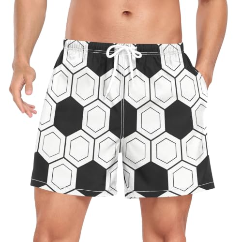 Bañador de secado rápido de hombre con estampado de hexágonos blancos y negros