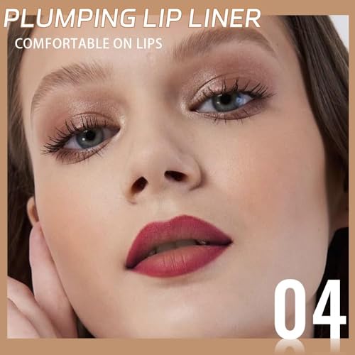 Image of Matte Lip Liner - Dual-Ended Retractable Pencil with Silicone Smudger, Waterproof Long Wear Crayon for Flawless Contour & Plump Lips, Vegan Cruelty-Free Beauty for Everyday Elegance (04#, 1PCS)