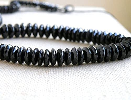 Spinelle noire perles rondelles facettées 9mm pierre gemme german cut