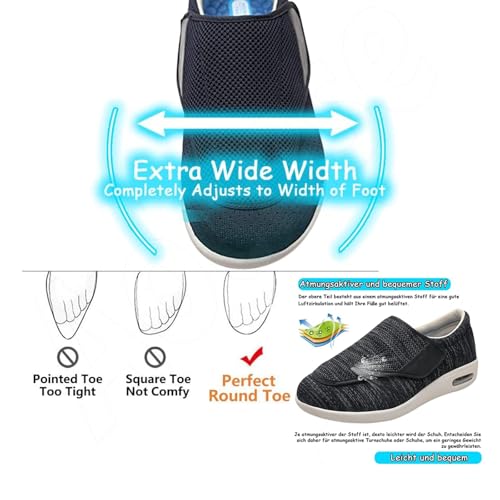 Orthopedic Diabetic Shoes, Mens Comfy Adjustable Breathable Mesh Diabetic Shoes, Fattening Swollen Feet Diabetic Edema Boots Slippers with Rubber Sole, for Swollen Feet Plantar Fasciitis2