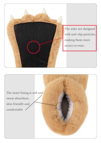 QinRuan Monster Paw Slippers, Fuzzy Animal Claw Comfortable Warm Plush Bear Paw Shoes4