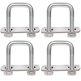 4 Set Square U Bolts with Frame Plates and Nuts Zinc Plating U Clamp Bolts for Wood, Fence,Patio,Warehouse,Sailboat Trailers,Tube, Industrial Supplies M8 x 25.4 x 50 mm Thread,Inner Width 1 inch