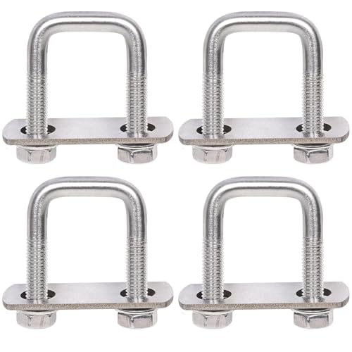 4 Set Square U Bolts with Frame Plates and Nuts Zinc Plating U Clamp Bolts for Wood, Fence,Patio,Warehouse,Sailboat Trailers,Tube, Industrial Supplies M8 x 25.4 x 50 mm Thread,Inner Width 1 inch