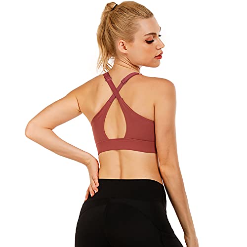 Cordaw Women's Zip Front Sports Bra Adjustable Straps Medium Impact High Support Zipper Running Bra For Workout Exercise Pink Small #TOP3