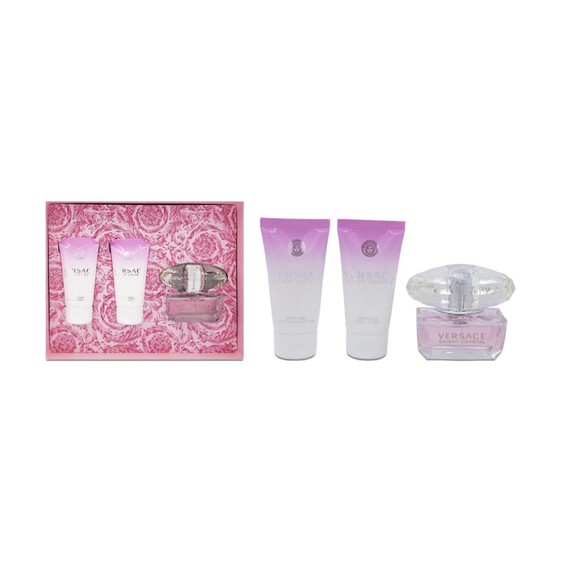 Versace Bright Crystal EDT 50ML + SG 50ML + BL 50M, Transparent - Image 2