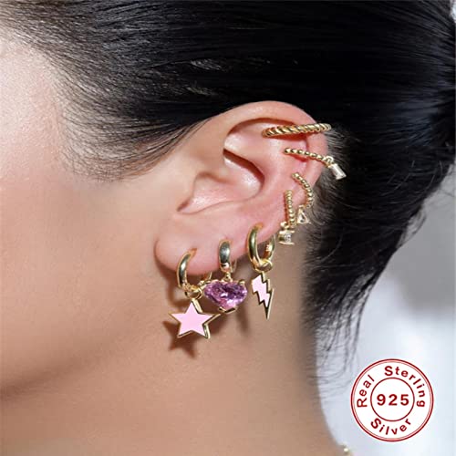 Boucles d'oreilles lune étoile en argent 925 et émail - 4