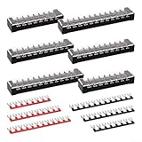 Yuanpgky Doppelreihige Klemme, 25 A, 600 V, isolierte Schraubklemmenleiste für 8/10/12 Positionen, für einfache Installation, mit transparenter Schutzhülle und (Kupfer)