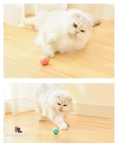 Bola Giratória Inteligente Brinquedo Pet Gato Silicone Recarregável com cabo USb (Rosa)