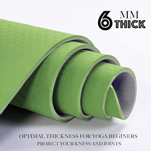 Image of HJB VISSO Yoga Mat, Non Slip Pilates Fitness Exercise Mat with Alignment Marks for Women Men, 183 x 61 x 0.6cm Thick Eco Friendly TPE, Carrying Strap & Storage Bag Included