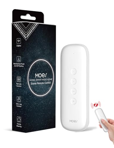 MOES Zigbee Smart Switch, 12 interruttori scenari senza installazione (Moes ZigBee Hub necessario), controllo con un clic per dispositivi Tuya, pulsante Zigbee Smart Home Automation, Smart Life/Tuya