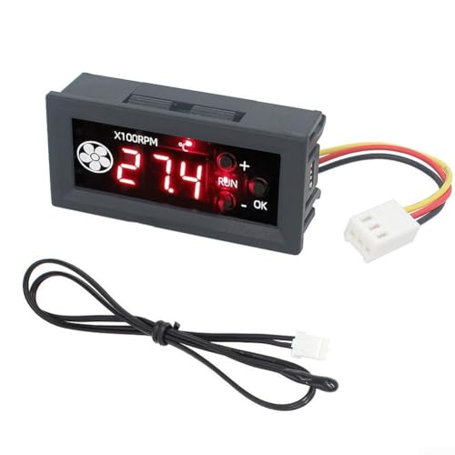 CWOQOCW Controlador de velocidad del ventilador de 4 cables 12 V 3 A con pantalla digital de temperatura y RPM para sistemas de refrigeración de CPU (3P + puntos negros)