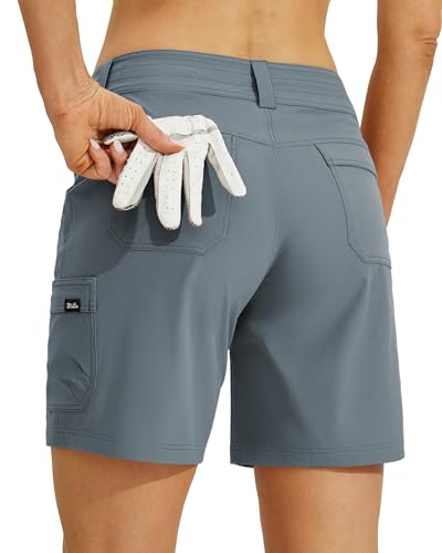 Willit Short feminino de golfe para caminhada, cargo de secagem rápida, shorts esportivos casuais de