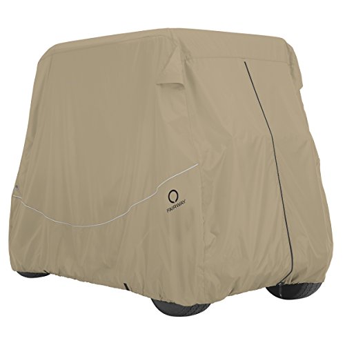 Classic Accessories Fairway Long Roof 4-Person Golf Cart Quick-Fit Cover, Light Khaki