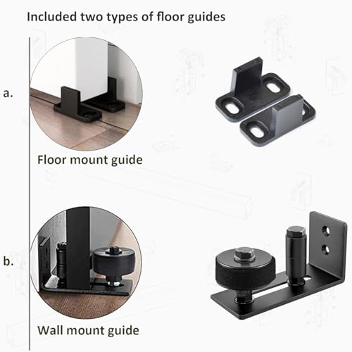 DIYHD 12FT Exterior Double Sliding Barn Door Hardware,Heavy Duty Wall Mount Box Track Kit for Outdoor Use,MAX Load 300lbs,Kit to Hang 2 Doors(Fit 36\" X 2 Door) - Thumbnail 5